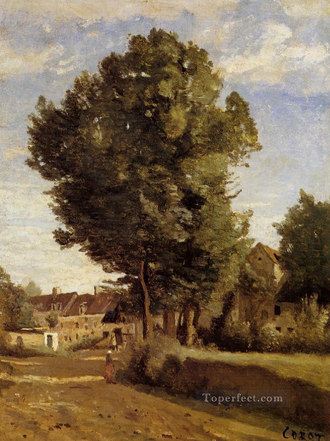 A Village near Beauvais plein air Romanticism Jean Baptiste Camille Corot Oil Paintings